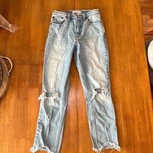 A & F light jeans with torn knees